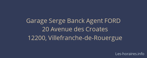 Garage Serge Banck Agent FORD
