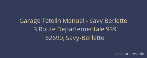Garage Tetelin Manuel - Savy Berlette