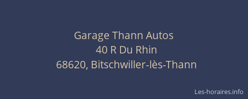 Garage Thann Autos