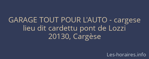 GARAGE TOUT POUR L'AUTO - cargese
