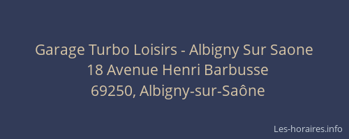 Garage Turbo Loisirs - Albigny Sur Saone