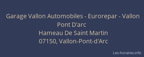 Garage Vallon Automobiles - Eurorepar - Vallon Pont D'arc