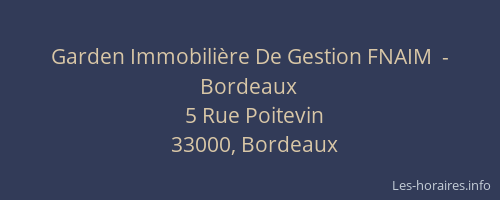 Garden Immobilière De Gestion FNAIM  -  Bordeaux