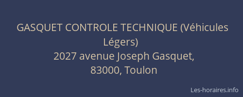 GASQUET CONTROLE TECHNIQUE (Véhicules Légers)