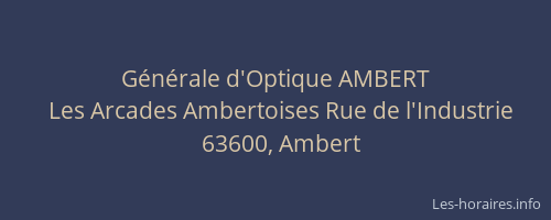 G&eacute;n&eacute;rale d'Optique AMBERT