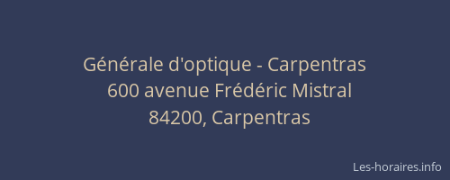 Générale d'optique - Carpentras