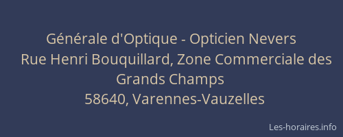 G&eacute;n&eacute;rale d'Optique - Opticien Nevers
