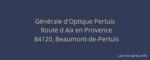 G&eacute;n&eacute;rale d'Optique Pertuis