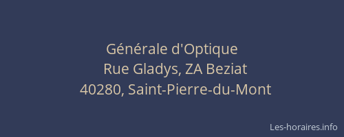 G&eacute;n&eacute;rale d'Optique