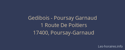 Gedibois - Poursay Garnaud