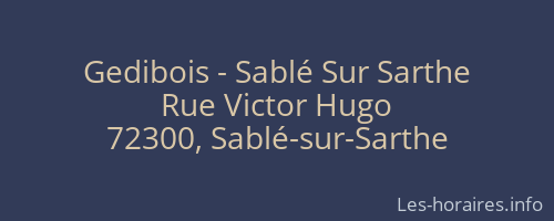 Gedibois - Sablé Sur Sarthe