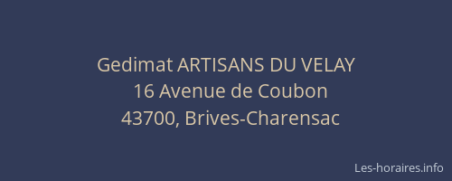 Gedimat ARTISANS DU VELAY