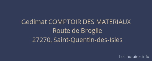 Gedimat COMPTOIR DES MATERIAUX