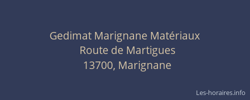 Gedimat Marignane Matériaux