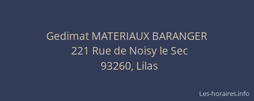 Gedimat MATERIAUX BARANGER