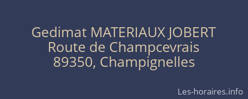 Gedimat MATERIAUX JOBERT