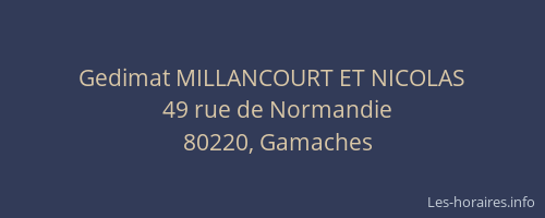 Gedimat MILLANCOURT ET NICOLAS