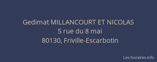 Gedimat MILLANCOURT ET NICOLAS