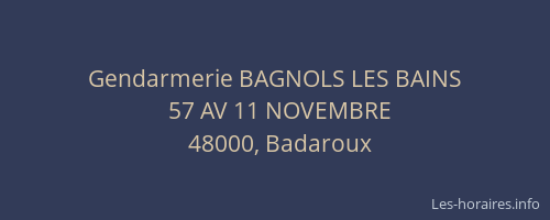Gendarmerie BAGNOLS LES BAINS