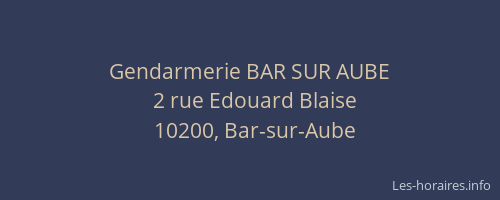 Gendarmerie BAR SUR AUBE