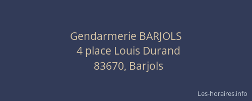 Gendarmerie BARJOLS