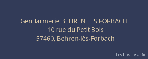 Gendarmerie BEHREN LES FORBACH