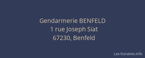 Gendarmerie BENFELD