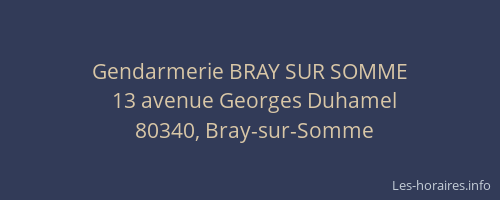 Gendarmerie BRAY SUR SOMME