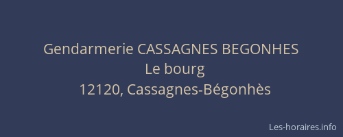 Gendarmerie CASSAGNES BEGONHES