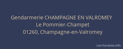 Gendarmerie CHAMPAGNE EN VALROMEY