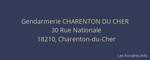 Gendarmerie CHARENTON DU CHER