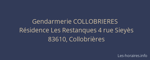 Gendarmerie COLLOBRIERES