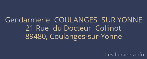 Gendarmerie  COULANGES  SUR YONNE