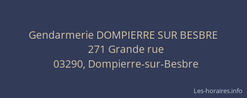 Gendarmerie DOMPIERRE SUR BESBRE