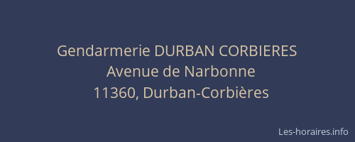 Gendarmerie DURBAN CORBIERES