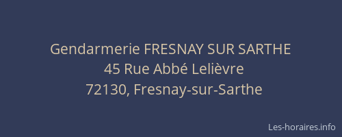 Gendarmerie FRESNAY SUR SARTHE
