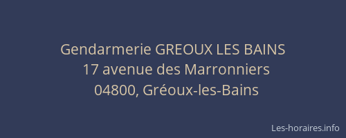Gendarmerie GREOUX LES BAINS