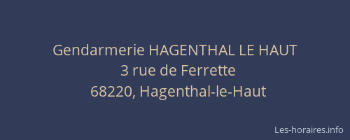 Gendarmerie HAGENTHAL LE HAUT