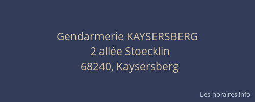 Gendarmerie KAYSERSBERG