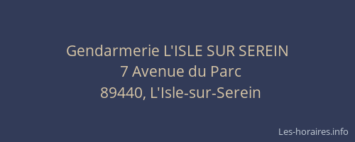Gendarmerie L'ISLE SUR SEREIN