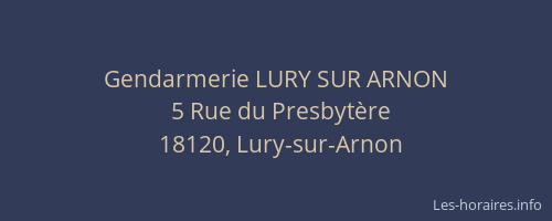 Gendarmerie LURY SUR ARNON