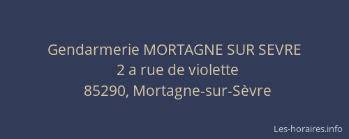 Gendarmerie MORTAGNE SUR SEVRE
