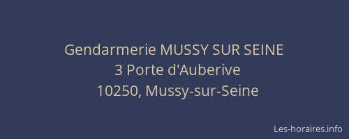 Gendarmerie MUSSY SUR SEINE