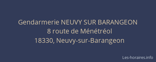 Gendarmerie NEUVY SUR BARANGEON