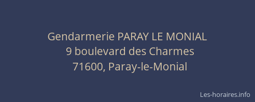 Gendarmerie PARAY LE MONIAL