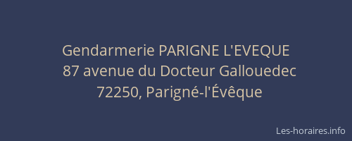 Gendarmerie PARIGNE L'EVEQUE