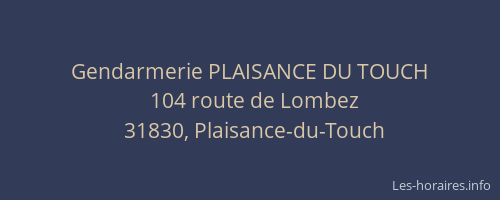 Gendarmerie PLAISANCE DU TOUCH
