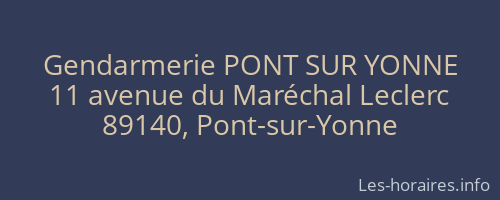 Gendarmerie PONT SUR YONNE