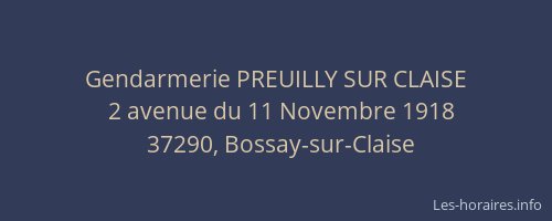 Gendarmerie PREUILLY SUR CLAISE
