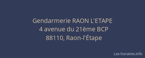Gendarmerie RAON L'ETAPE